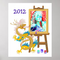 Gold Dragon paints your portrait  Poster