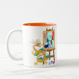 Gold Dragon paints your portrait template Mug