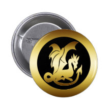 GOLD DRAGON PINBACK BUTTON