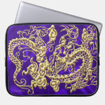 Gold Dragon Purple Satin Lush Laptop Sleeve laptop sleeves