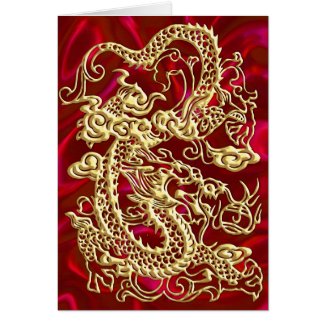 Gold Dragon Red Satin Lush Gold Card