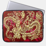 Gold Dragon Red Satin Lush Laptop Sleeve laptop sleeves