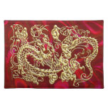 Gold Dragon Red Satin Lush Placemat