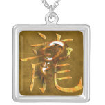 Gold Dragon square necklace