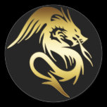 GOLD DRAGON ROUND STICKERS