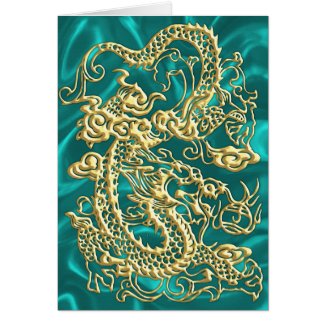 Gold Dragon Turquoise Satin Lush Gold Card.