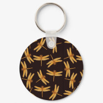 Gold Dragonflies Keychain by twopurringcats Gold Dragonflies Keychain