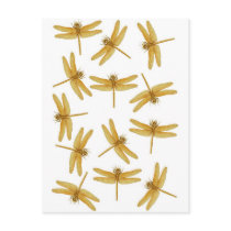 Gold Dragonflies Postcard by twopurringcats Gold Dragonflies Postcard