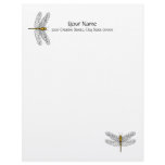Gold Dragonfly Letterhead Linen Stationary