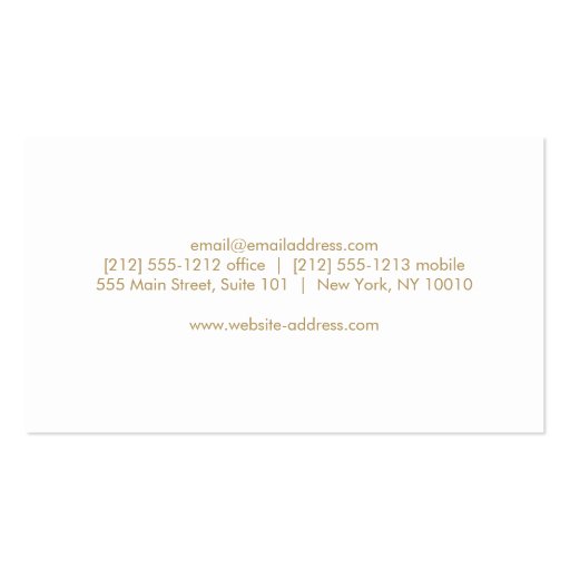 Gold Dragonfly Logo for Interior Designer Business Card Templates (back side)