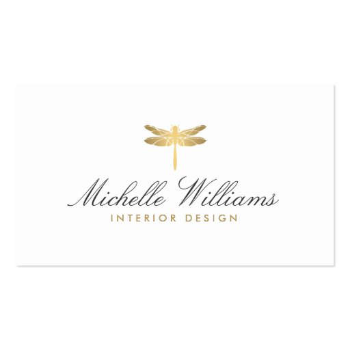 Gold Dragonfly Logo for Interior Designer Business Card Templates