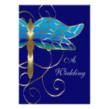 Gold Dragonfly Tiara Wedding Invitation