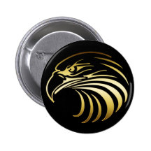GOLD EAGLE HEAD PINBACK BUTTON
