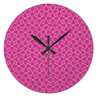 Gold-effect, Purple Islamic Pattern Wall Clock