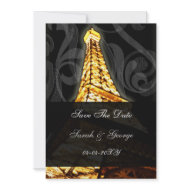 gold Eiffel Tower French wedding Save the Date invitation