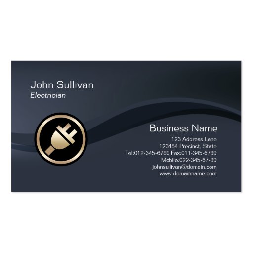 Gold Electric Plug Icon Electrician Business Card (front side)