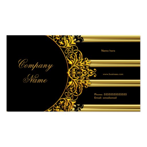Gold Elegant Black Glamorous Fashion Business Card Templates (front side)