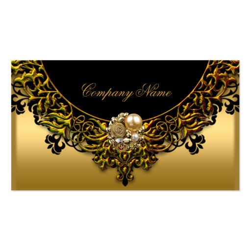 Gold Elegant Black Gold Boutique Jewel Business Card Templates (front side)