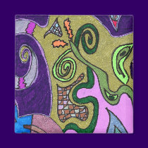 "Gold Elephant" original abstract magnets