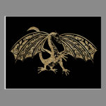 Gold Embossed Dragon Fantasy postcards