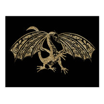 Gold Embossed Dragon Fantasy Post Card