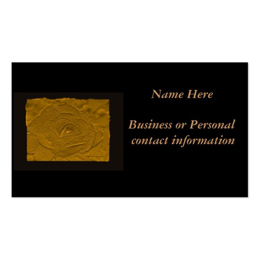 Gold Embossed Look Rose Business Card (front side)