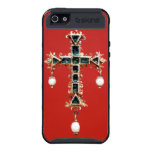 Gold Emeralds Pearls Art Cross - iPhone 5 Case