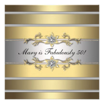 Gold Fabulous 50 Womans 50th Birthday Party Personalized Invite