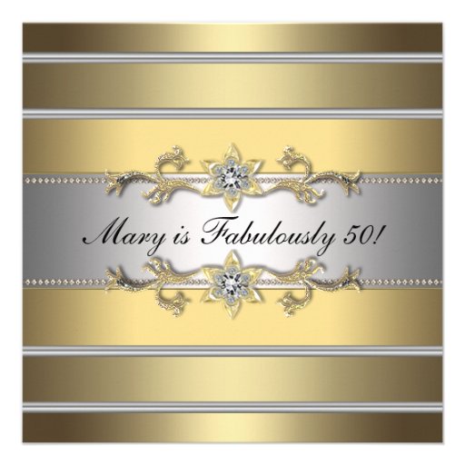 Gold Fabulous 50 Womans 50th Birthday Party Personalized Invite