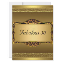 Gold  Fabulous at 50 Birthday Party Invitation
