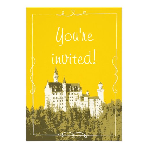 Gold Fairy Tale Castle Royal Birthday Invitation