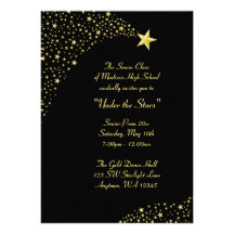 Gold Falling Stars Prom Formal Invitations