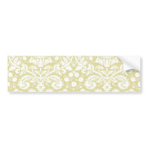 Gold fancy floral damask bumper sticker
