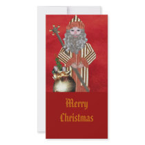 Gold Father Christmas photo cards