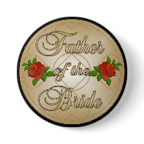 Gold Father of the Bride (FoB) Button