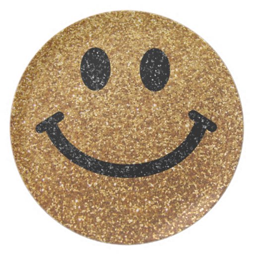 Gold Faux Glitter Smiley Face Party Plate Zazzle