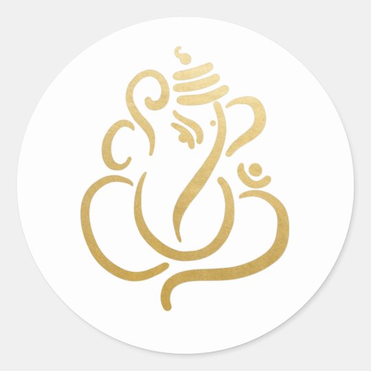 Gold Festive Ganesh Indian God Classic Round Sticker Zazzle