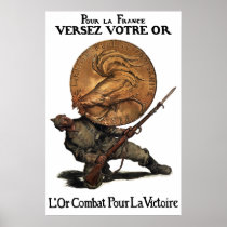 Gold Fights For Victory -- French WW1 Poster