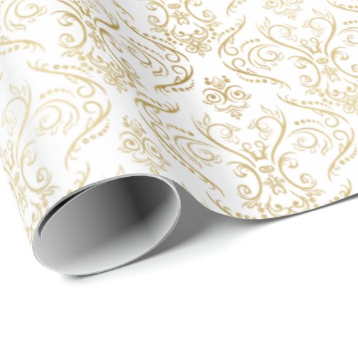 Gold Filigree Damask 2 Wrapping Paper Zazzle