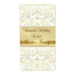 Gold Filigree Damask Holiday Wine Label