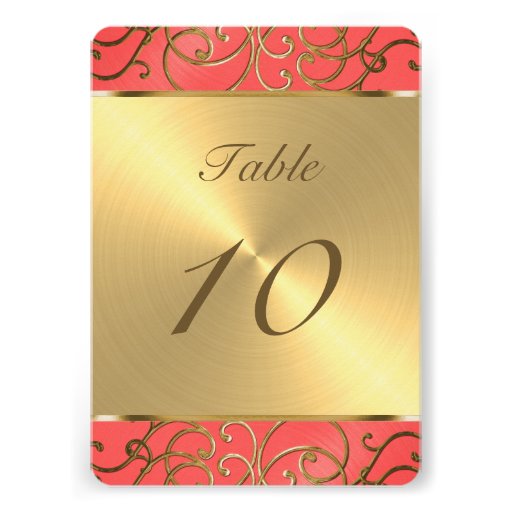 Gold Filigree Swirls Table Number Cards