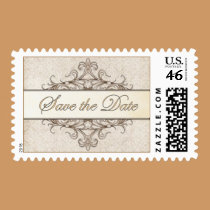 Gold Filigree w. Ivory Lace Save the Date Stamp stamps