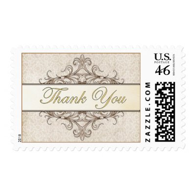 Gold Filigree w. Ivory Lace Thank You Stamp