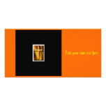 Gold Fire Cross Photo Greeting Card