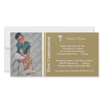 Gold First Communion Photo Invitation Customized Photo Card