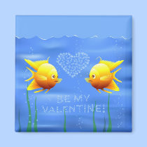 Gold Fish Valentine magnets