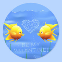Gold Fish Valentine stickers
