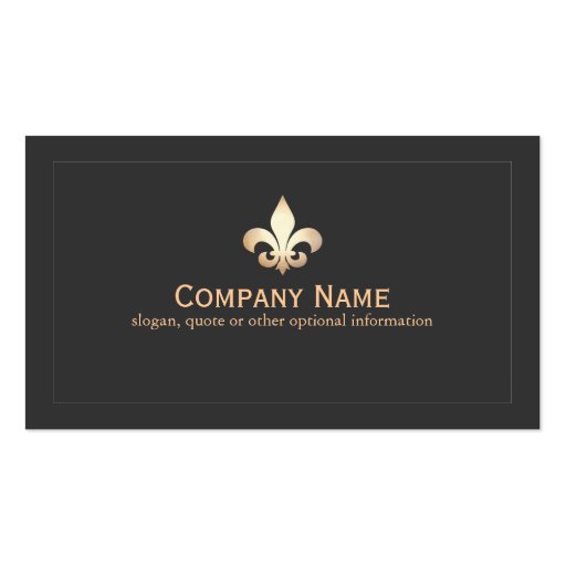 Gold Fleur De Lis Black Business Card (front side)
