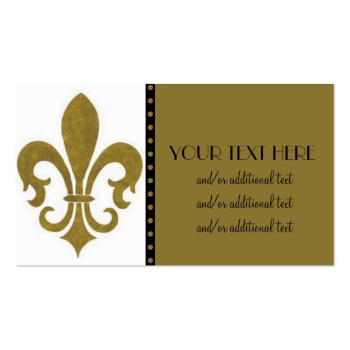 Gold Fleur De Lis Business Card Template (front side)