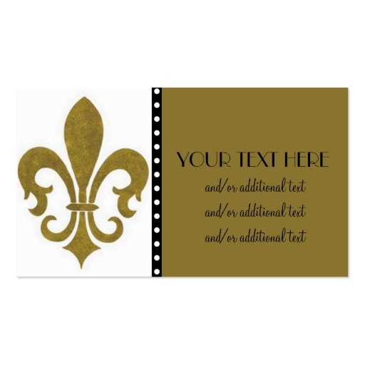 Gold Fleur De Lis Business Cards (front side)